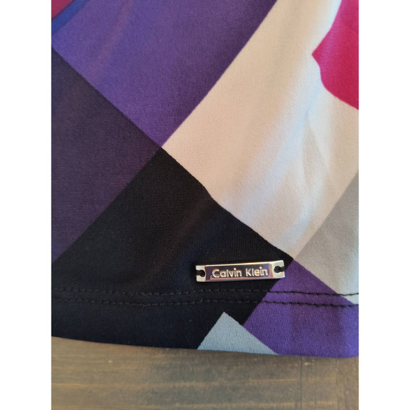 Calvin Klein Sleeveless Blouse Women's Size PL Multicolor Stretch Knit Top - Picture 14 of 15